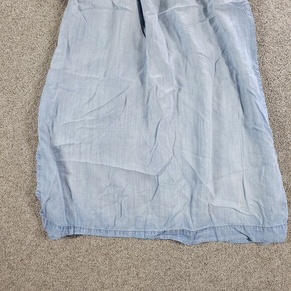 Cloth & Stone Chambray Shift Dress Womens M Blue Tencel Off Shoulder Lightweight - Picture 7 of 11